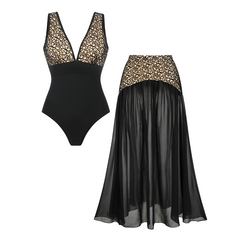 V Neck Lace Cutout Swimsuit Set(s)