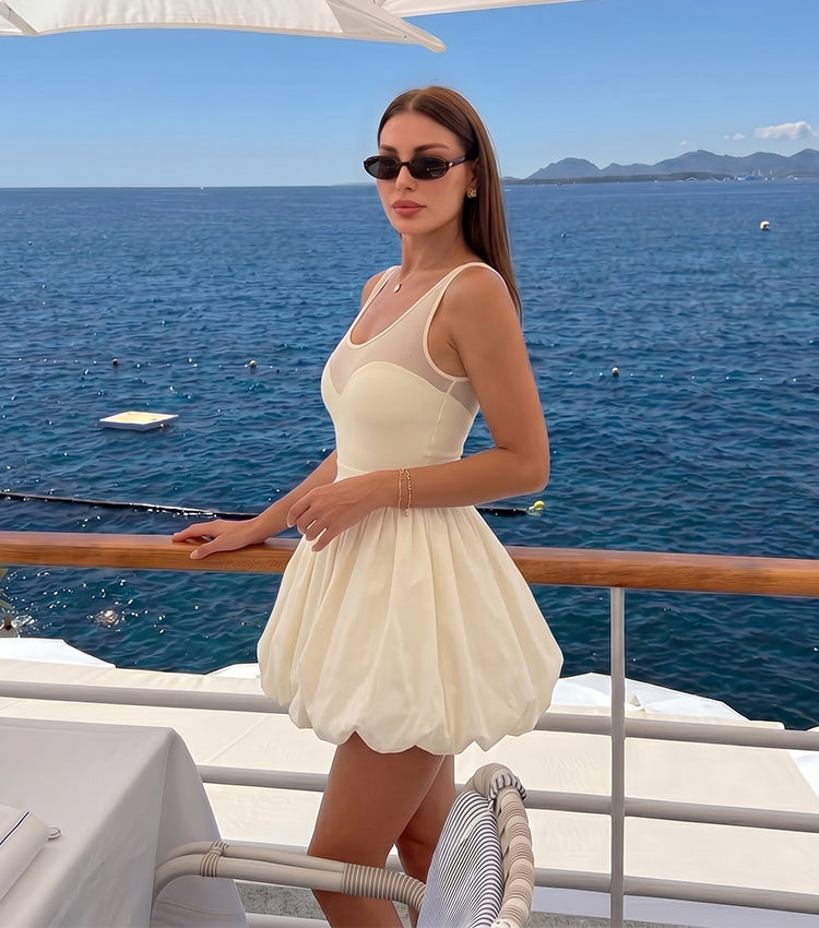 Ice Silk White Mesh Paneling Swimsuit Set(s)