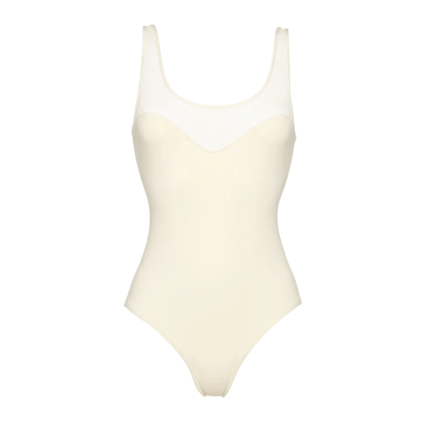 Ice Silk White Mesh Paneling Swimsuit Set(s)