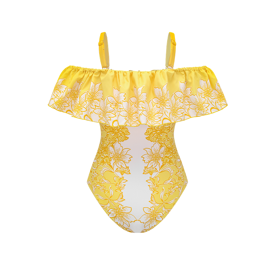 Off Shoulder Blossom Print Swimsuit Set(s)