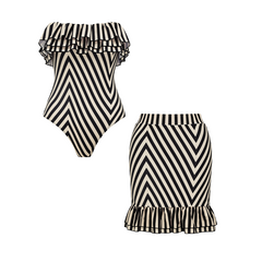 Bandeau Striped Print Swimsuit Set(s)