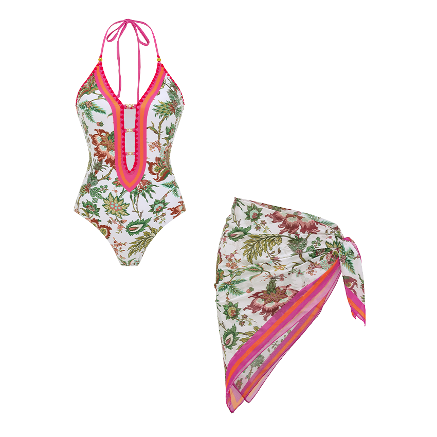 Halter Cutout Printed Swimsuit Set(s)